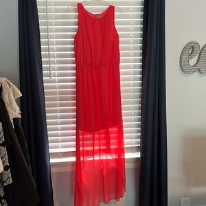 Coral high-low dress